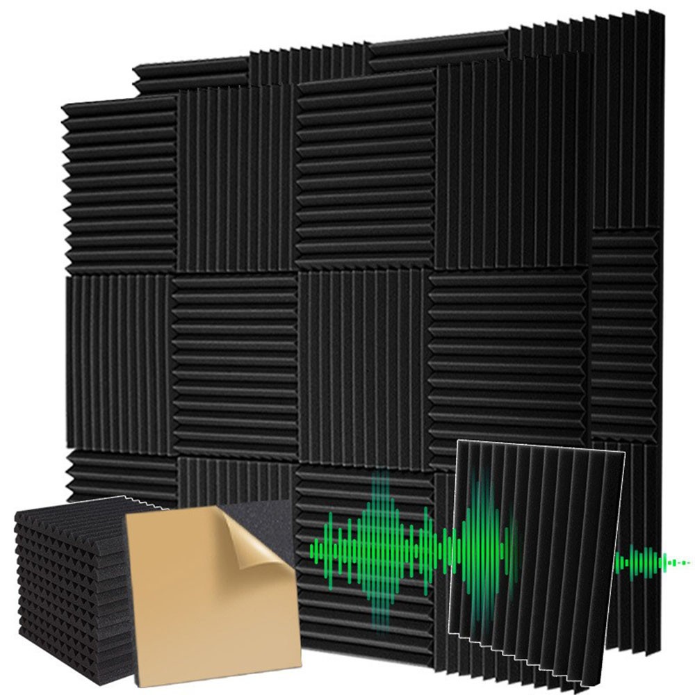 24 Pack Acoustic Panels Self-adhesive Studio Noise Soundproofing Wall Tiles