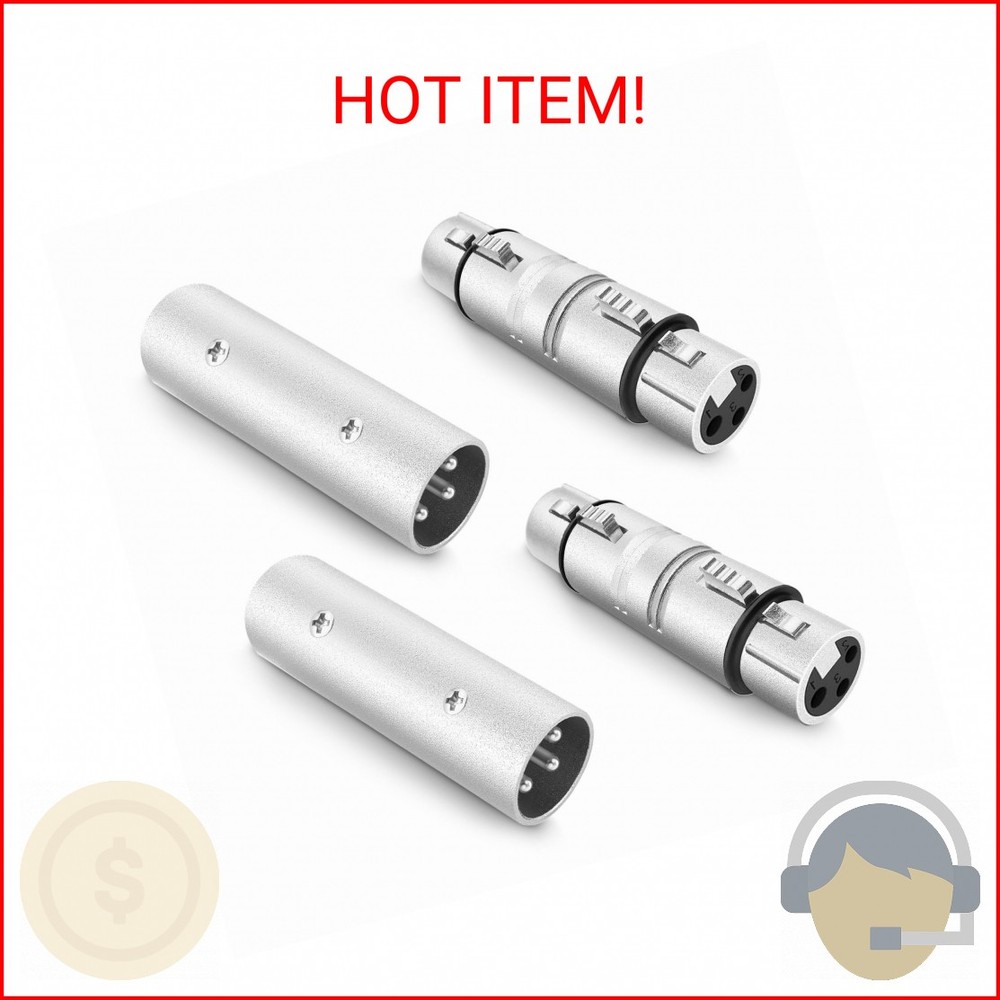 Seefeful XLR Adapter 4 Pack (2-Pair), 2 Male to Male Connector & 2 Female to Fem