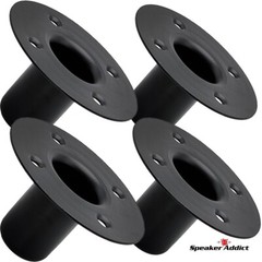 4-Pack Steel Speaker Pole Mounting Socket Cup Top Hat 1-1/2″ Tripod Stand Black