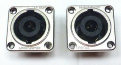 (2)Two Genuine Neutrik NL8MPRXX Female 8 Pin SpeakON Connector Square Config