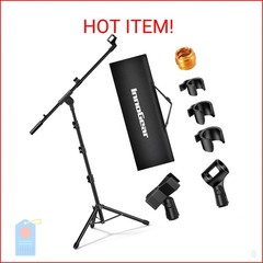 InnoGear Microphone Stand, Tripod Boom Arm Floor Mic Stand Height Adjustable Hea