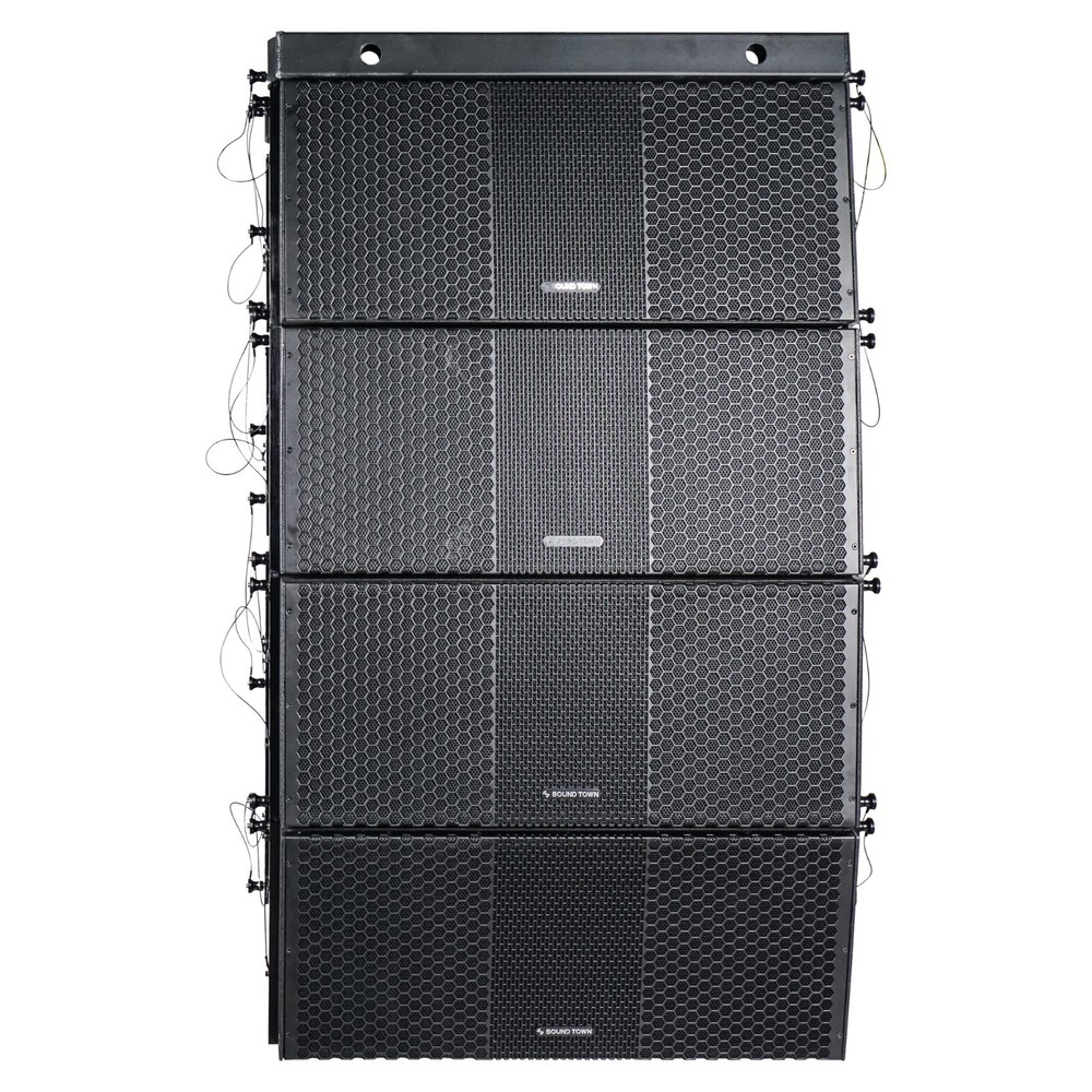 Sound Town ZETHUS 4x Dual 10″ Powered Line Array Speaker Set & Frame ZS-210BPWX4
