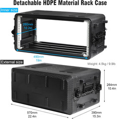 4U Rack Case Shallow 11″ Depth, 19″ Rackmount Flight Case, Watertight Dust-Proof