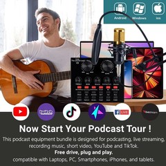 Podcast Equipment Bundle, BM-800 Podcast Microphone bundle with V8 Voice