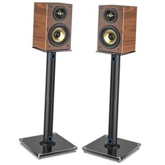 Upgraded 45° Swivel Speaker Stands Pair for Surround Sound, 28 Inch Black