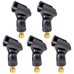 Universal Microphone Clip Holder with Nut Adapters 5/8″ to 3/8″,Black,5 Pack