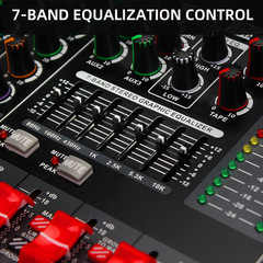8 Channel Audio Mixer Professional Sound Mixing Board with 99 DSP Effects, 7-Ban