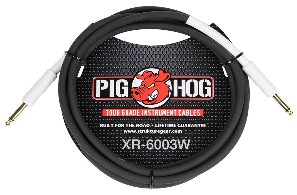 3ft Pig Hog 1/4″ Mono Male/Male, 8mm/OD 14AWG Instrument Cable, XR-6003W