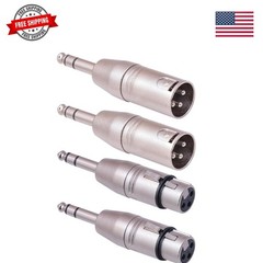 1/4 to XLR Adapter 4 Pack, 1/4″ TRS to XLR 2 Pair, 2pcs Male to Male and 2pcs…