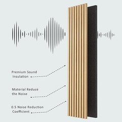2 Pack Acoustic Solid Wood Wall Panels, 94.49” x 12.6” Natural Oak-1