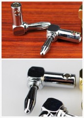 4x Rhodium plated Right Angle Speaker Wire Cable Banana L Plug