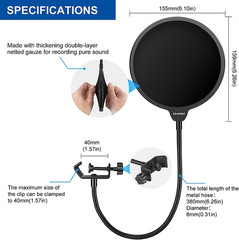 Professional Microphone Pop Filter Mask Shield for Blue Yeti and Any Other Micro