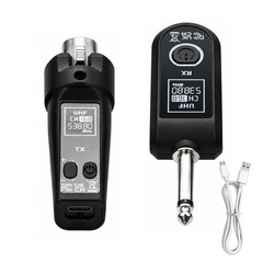 Dynamic Range 110dB Wireless Guitar XLR Transmitter Receiver System 30-50m Black