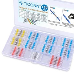 TICONN 150 PCS Solder Seal Wire Connectors, 150PCS, White,Red,Blue,Yellow