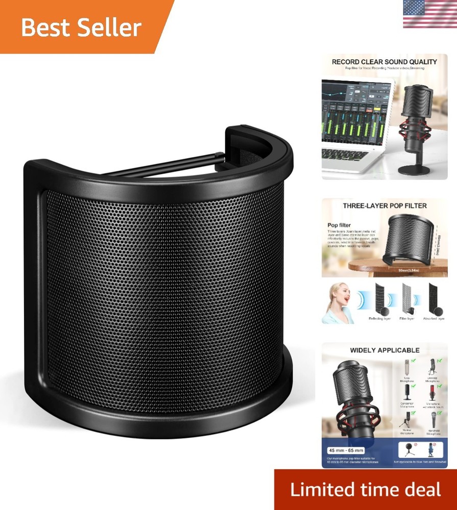 Professional Microphone Pop Filter: 3-Layer Design for Unmatched Audio Clarity