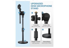 Moukey Desktop Microphone Stand Adjustable Table Mic Stand Clip