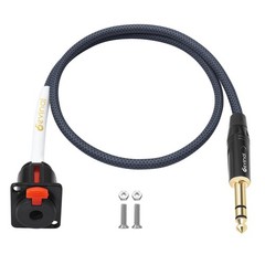 1/4 Inch Pass Through Cable Female Panel Mount to Male Adapter D-Type 2FT