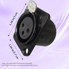 XLR Panel Mount Chassis 3-Pin Nickel Plated Metal with Gold-Plated Contacts
