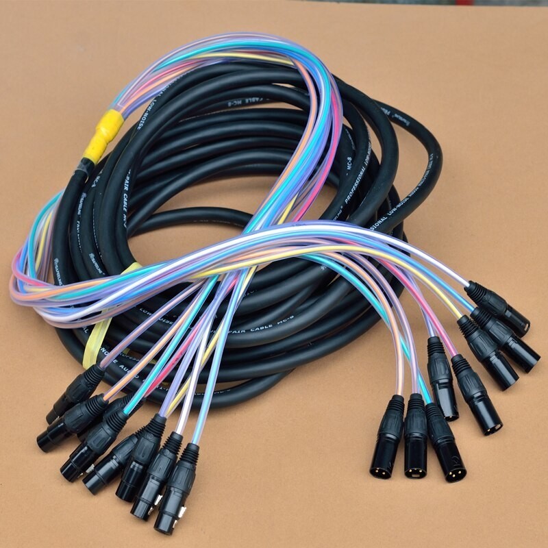 4 6 8 12 16 Channel 3 Pin XLR M To F Balanced Snake Cable Audio Extension Cord