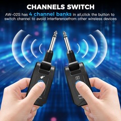 5.8GHz Wireless Guitar Transmitter Receiver 4 Channel Rechargeable Cordless G…