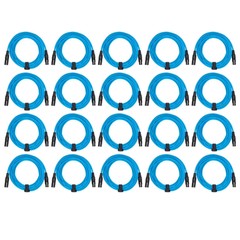 Pro Audio DJ 20′ ft XLR Male to XLR Female Blue Microphone Speaker Cables 20 Pa