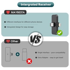Wireless Mini Microphone for iPhone, Android Phone – 2 Pack Lavalier Lapel Mi…