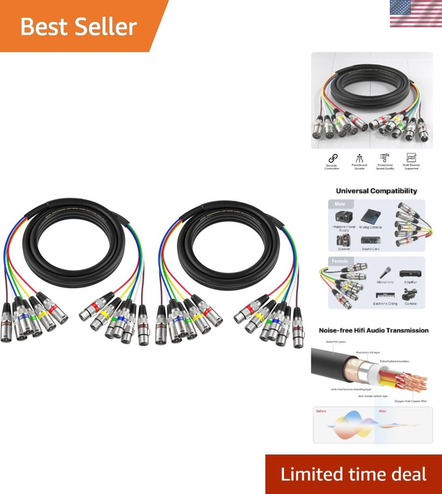 6 Channel Colored XLR Snake Cables 3 Feet – Shielded Audio Frequency Control …