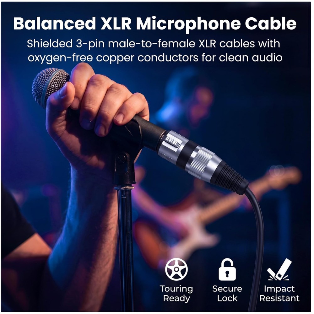 Professional Grade XLR Cables 20ft 6 Pack – Studio Quality
