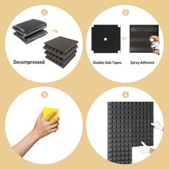 36 Pack AUSLET Acoustic Panels 12 x 12 x 12 x 12 x 2 Inches, 36 Pack-30kg/m3