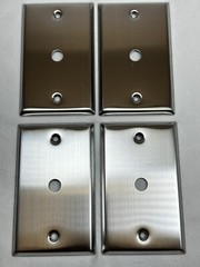 (4) Four Single Gang Blank Wall Plates for One Mono 1/4″ Jack Stainless Steel