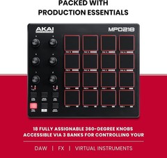 – USB MIDI Controller with 16 MPC Drum Pads, 6 Assignable Knobs, Note Repeat …