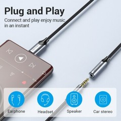 USB Type C to 3.5mm Female Headphone Jack Adapter Aux Audio Dongle Cable Cord HF
