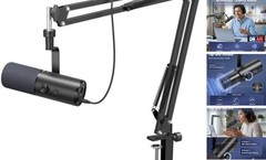Dynamic Podcast Microphone for Studio, Cardioid Black Microphone with Boom Arm
