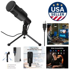 Foldable USB Microphone with High-Fidelity Sound for Online Meetings & Recording