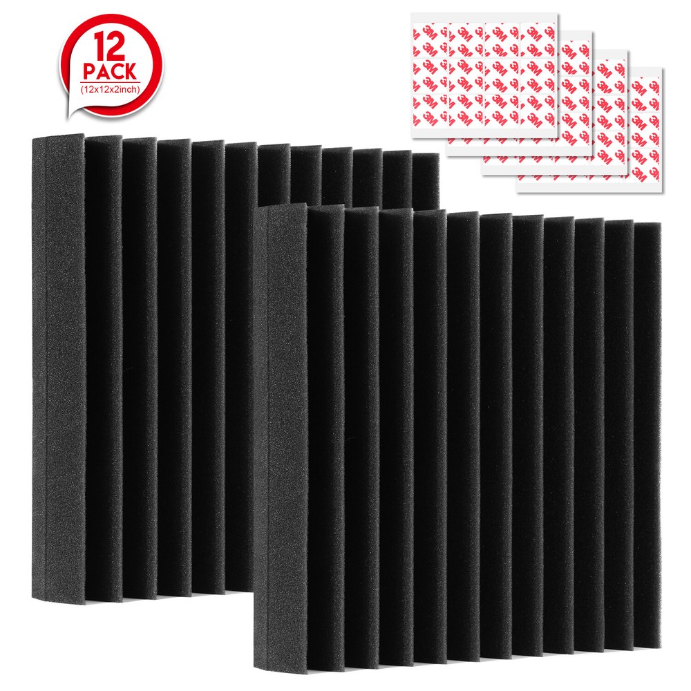 12Pack Acoustic Foam Soundproofing Sound Proofing Tiles Studio Room Wall Panels