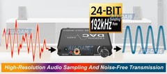 Digital Optical Coax To Analog Stereo RCA L/R 3.5mm AUX Out │Bass & Volume Dial
