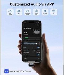 BOYA Mini 2 Wireless Lavalier Microphones for Iphone 15/16/17 & Android, AI Nois