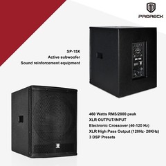 PRORECK SP-15X 15″ 2000W Active PA Subwoofer 460W RMS Class-D DSP