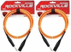 2 Rockville RCXMB6-O Orange 6′ Male REAN XLR to 1/4“ TRS Balanced Cables
