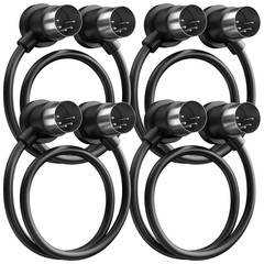 4 Pack Premium Right Angle MIDI Cable 2FT, Low Profile for Saving Space MIDI Cab