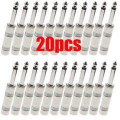 1/4 MONO TS Heavy Duty Male Audio Speaker Guitar Cable Connector Plug Jack 20Pcs