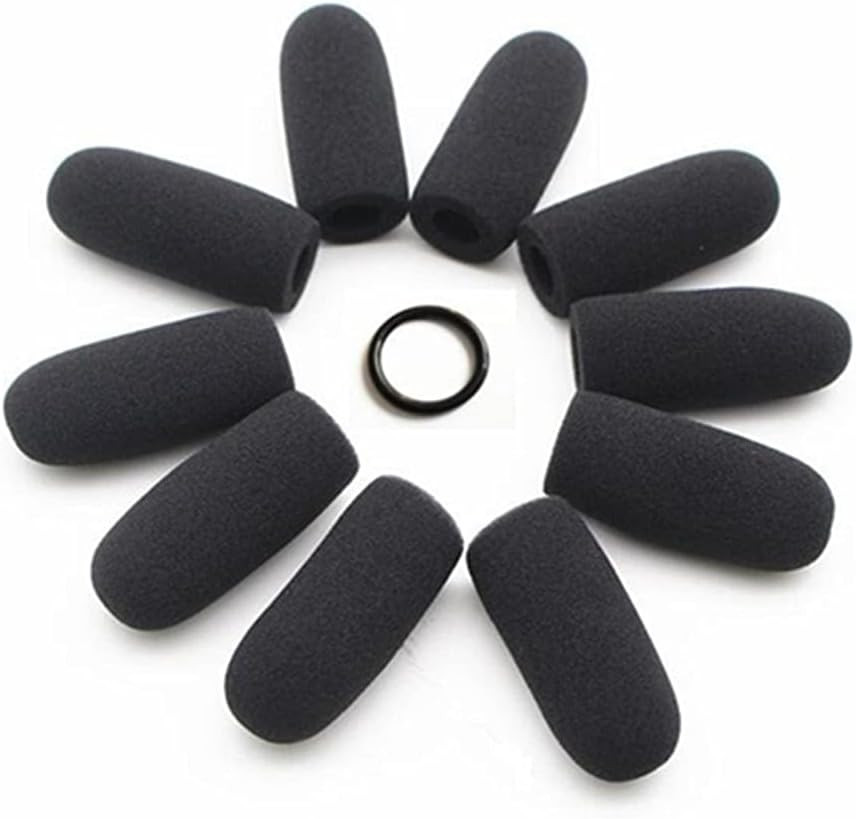 10 Pack Black Microphone Foam Windscreens For David Clark Lightspeed Headsets