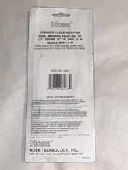 NOS USA Made Quality Hosa BNP-116 1/4″ TS Female to Dual Banana Speaker Adapter