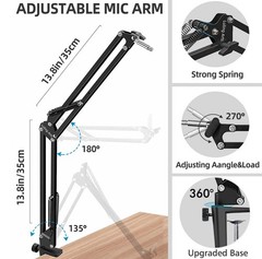 Microphone Stand for Blue Yeti, Quadcast Boom Arm Scissor Mic Stand with Wind…