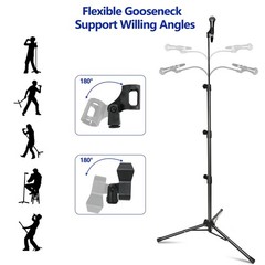 Adjustable Mic Stand Tripod Boom Gooseneck 24-67in with 2 Mic Clips Stage Use