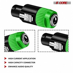 5 Core Speakon 1/4″ Female – Male Connectors Pair 4 Pole SpeakON Connector