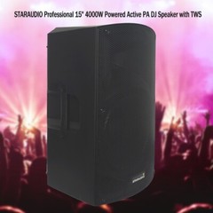 15″ PA Powered Speaker 4000 Watts Karaoke Church Speaker W/ Bluetooth USB TWS SD