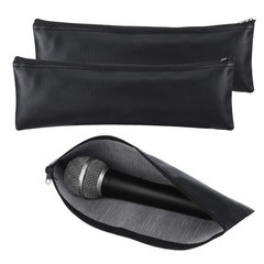 Zipper Microphone Pouch Storage Bag 11.8×4.72 Inch PU Leather Protector 2 PCS