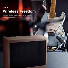 LEKATO Wireless Guitar System Bass Transmitter Receiver 2.4Ghz ISM 4 Channel