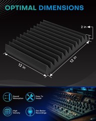 Sound Absorbing Foam Panels – 50 Pack, 2x12x12 Inch Acoustic Wedges for Studios